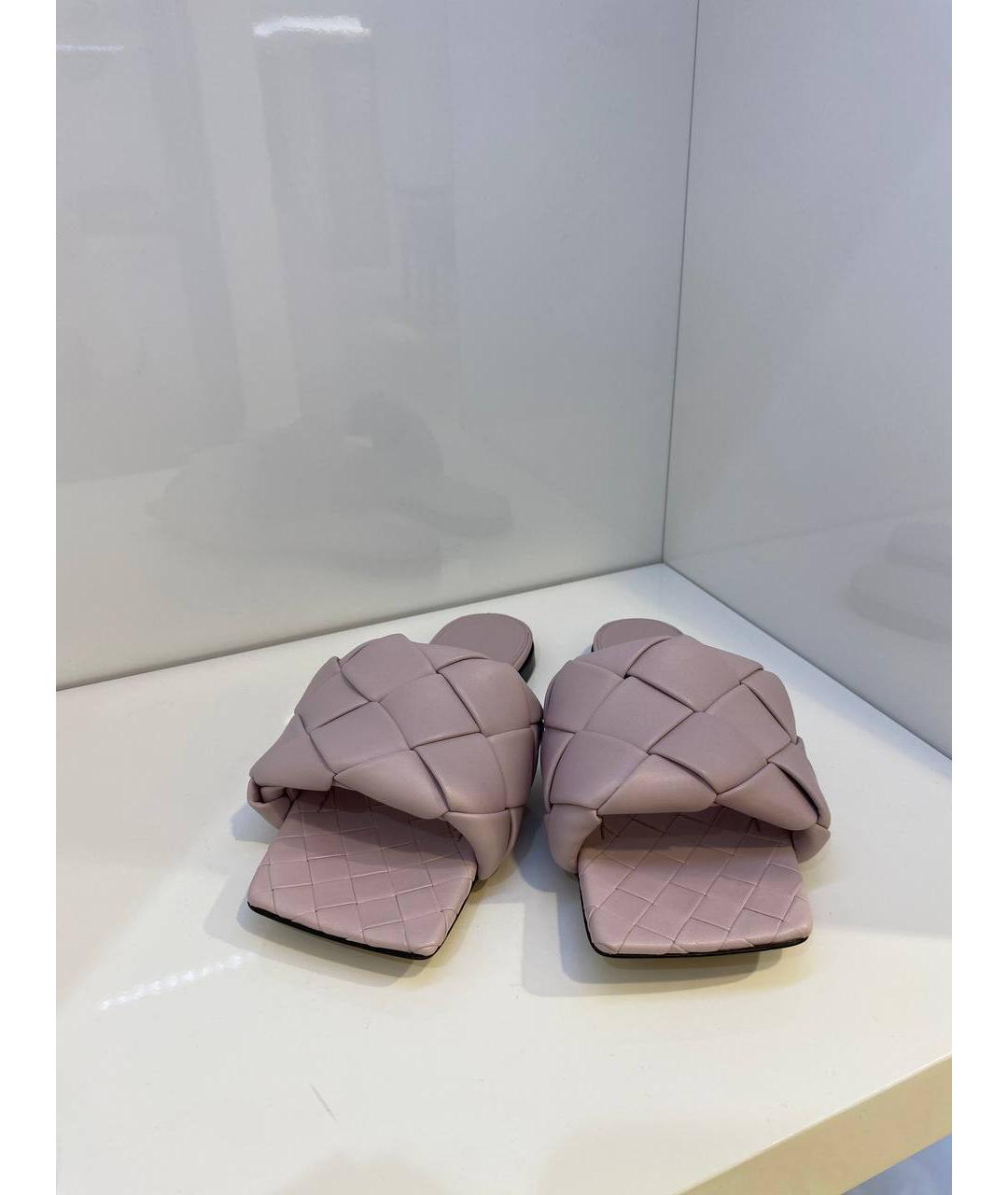 BOTTEGA VENETA Фиолетовые кожаные шлепанцы, фото 3