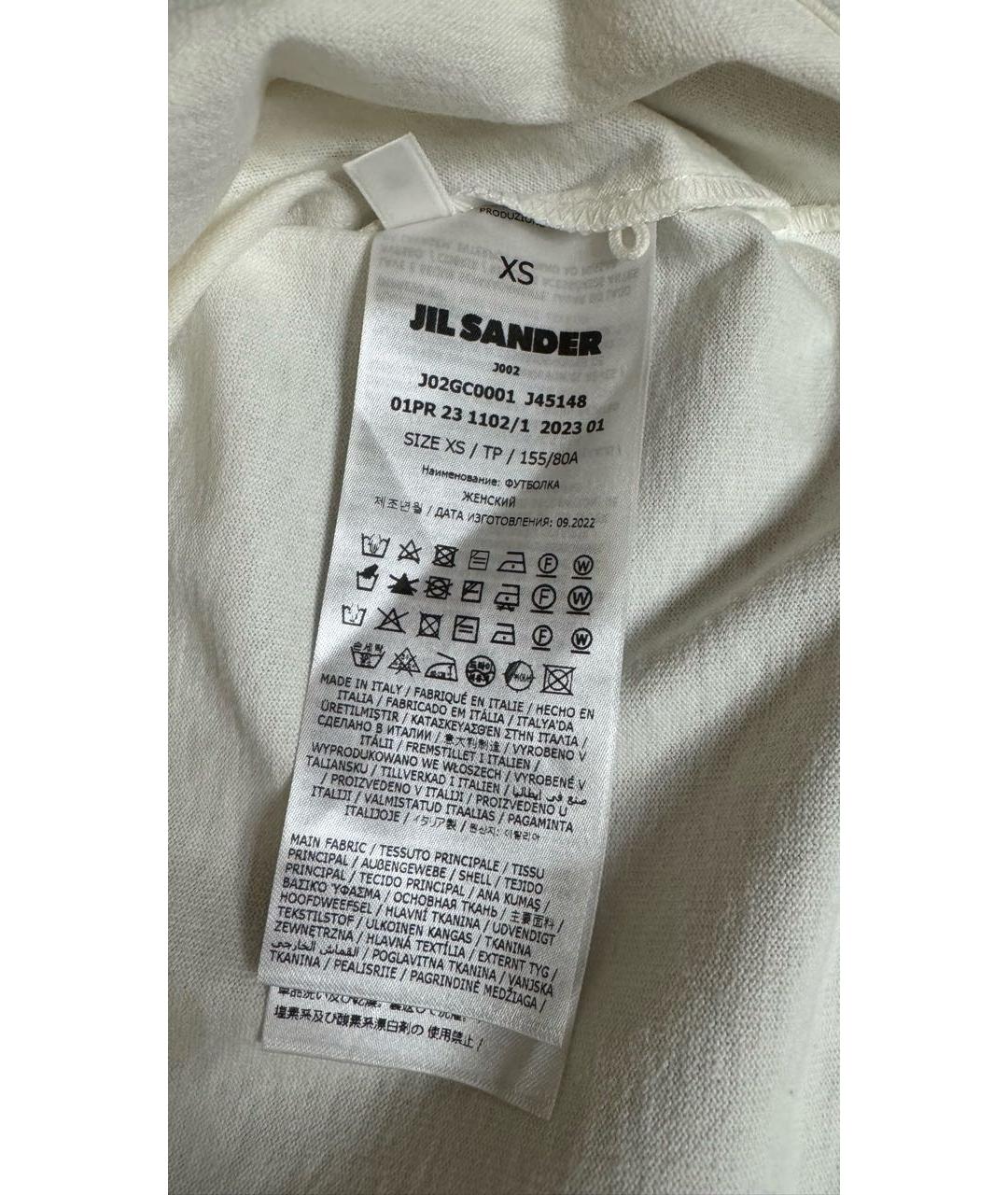 JIL SANDER Белая хлопковая футболка, фото 3