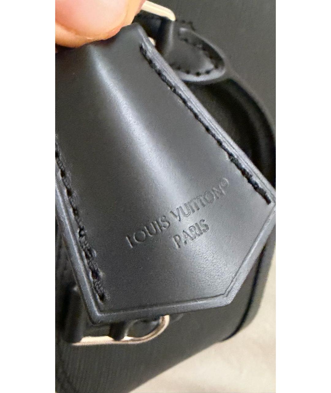 LOUIS VUITTON Черная кожаная сумка с короткими ручками, фото 7