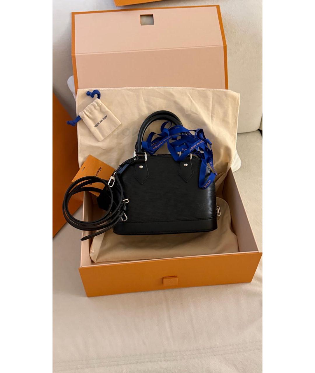 LOUIS VUITTON Черная кожаная сумка с короткими ручками, фото 2