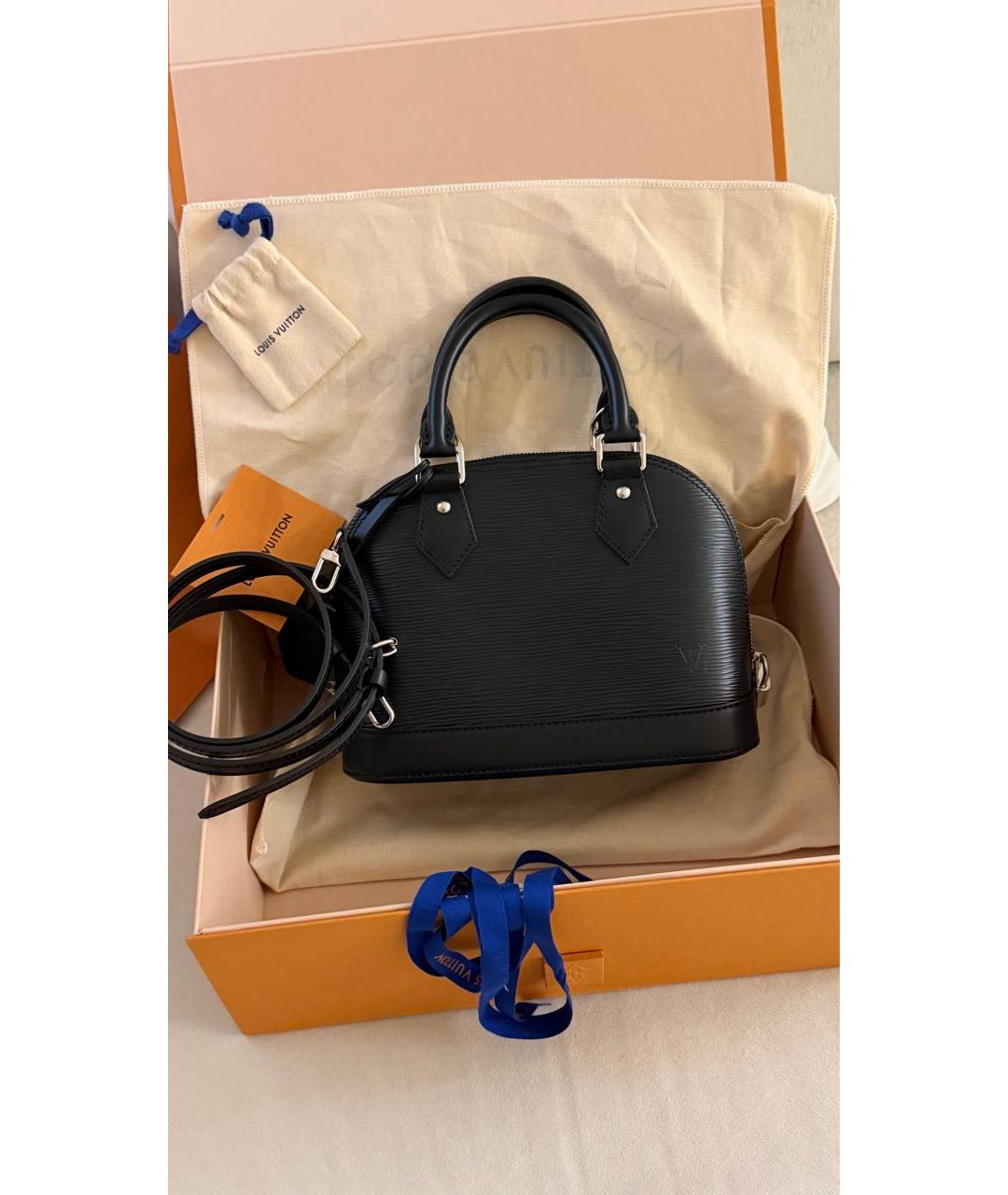 LOUIS VUITTON Черная кожаная сумка с короткими ручками, фото 8