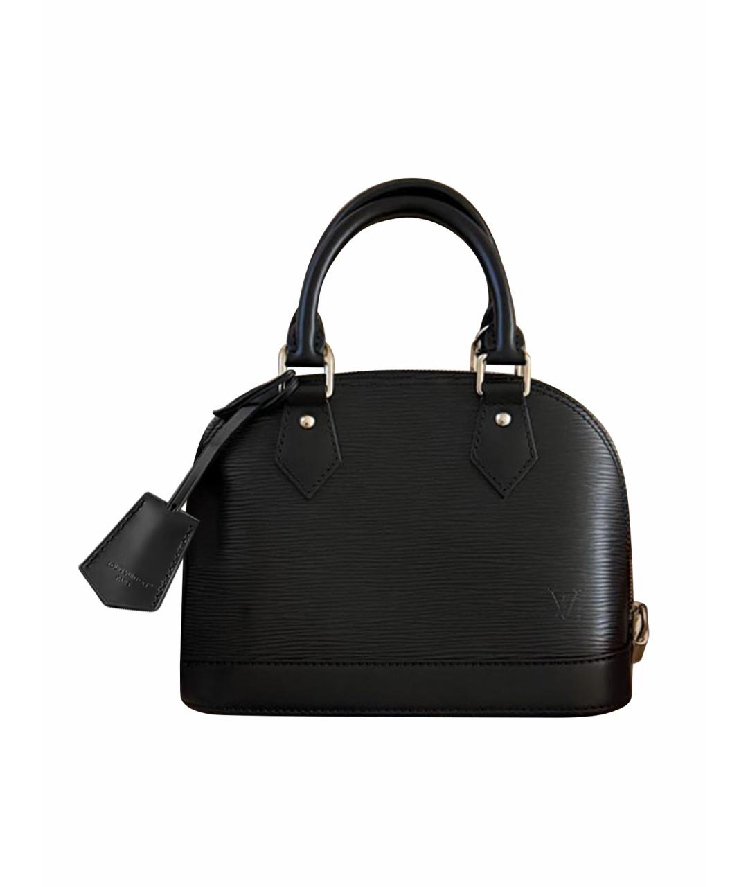 LOUIS VUITTON Черная кожаная сумка с короткими ручками, фото 1