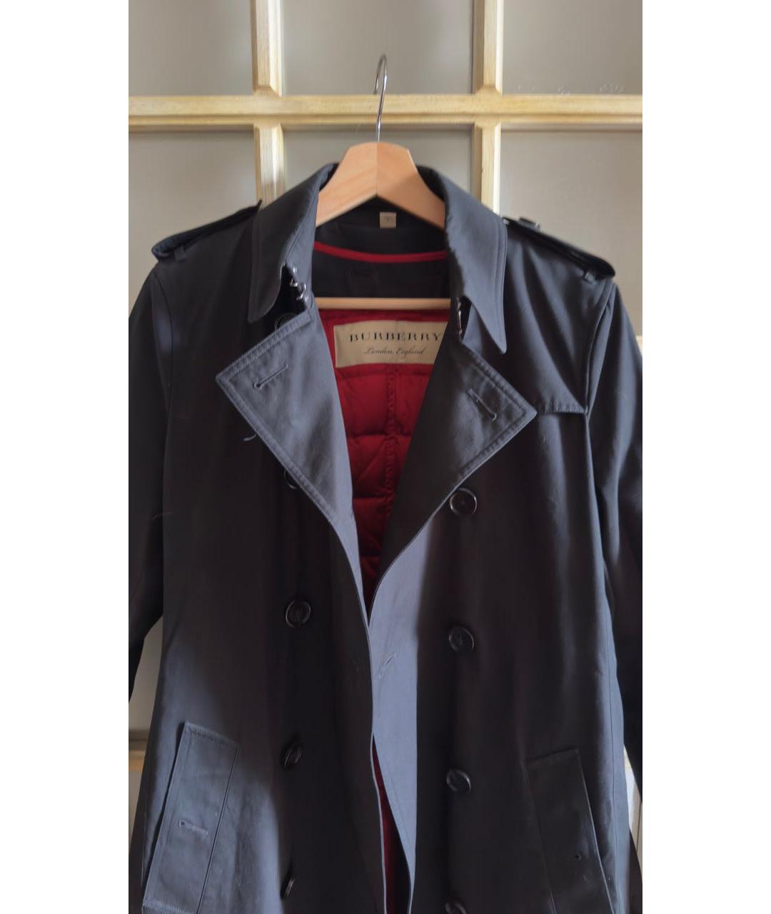 BURBERRY Черное хлопковое пальто, фото 2