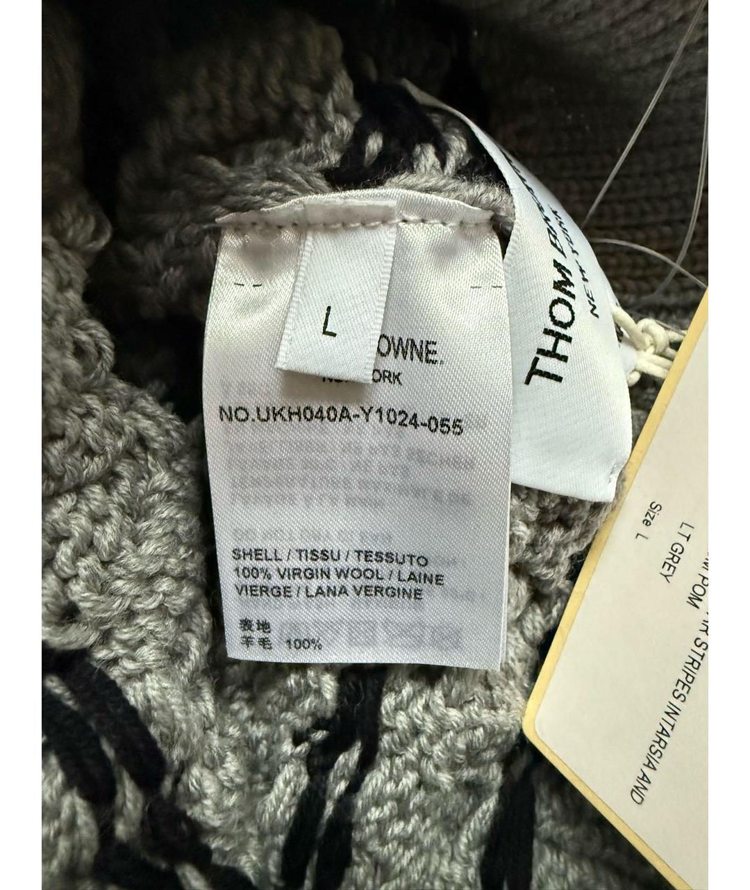 THOM BROWNE Серая шерстяная шапка, фото 5