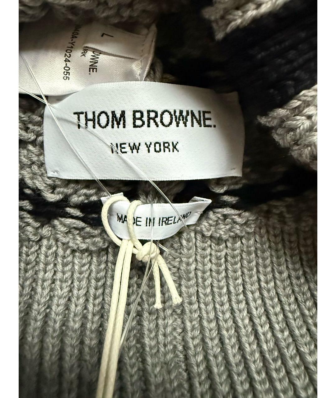THOM BROWNE Серая шерстяная шапка, фото 3