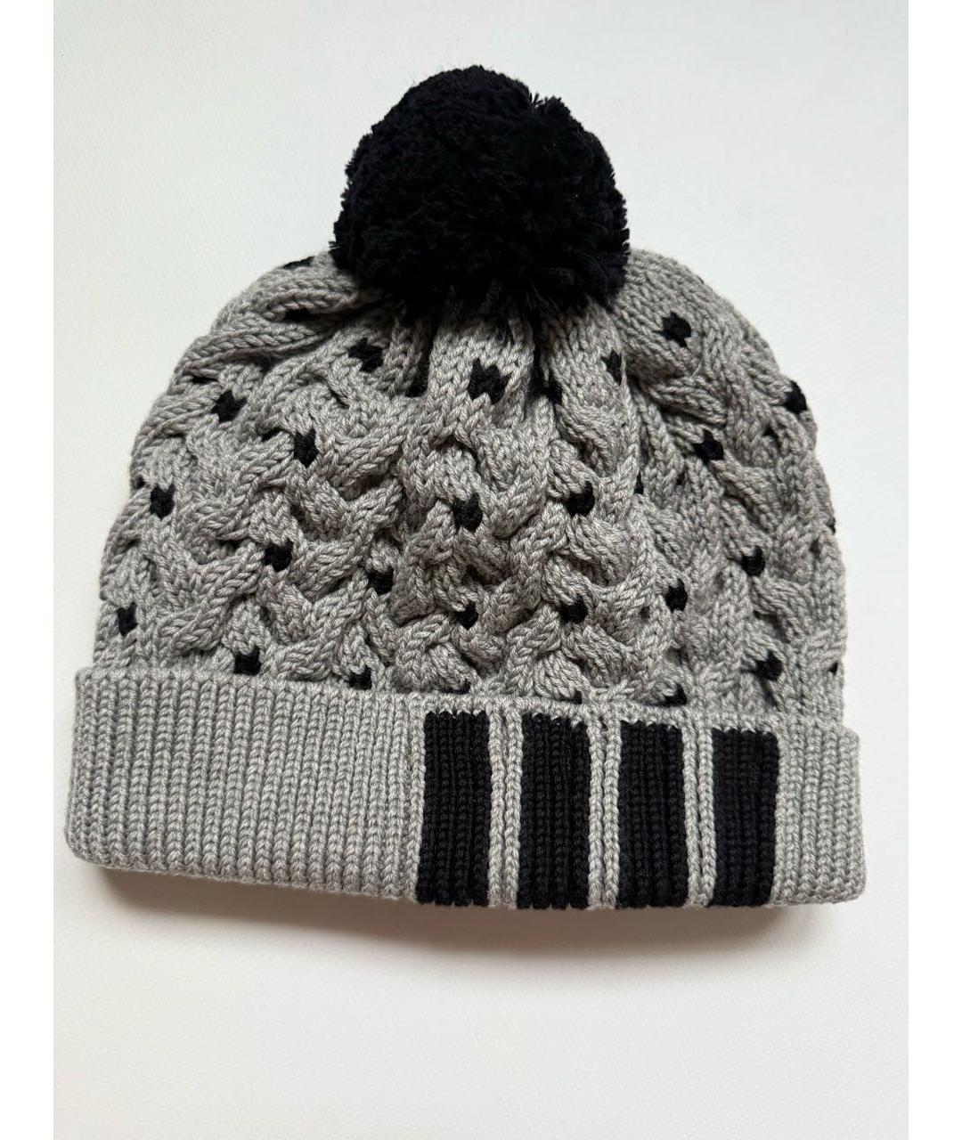 THOM BROWNE Серая шерстяная шапка, фото 6