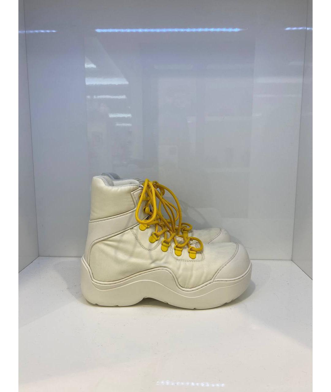 BOTTEGA VENETA Белые кожаные ботинки, фото 3