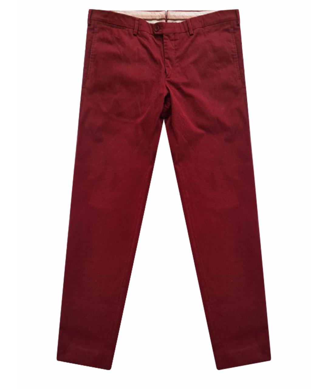LORO PIANA Бордовые хлопковые брюки узкие, фото 1