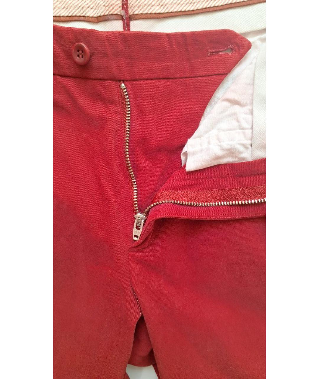 LORO PIANA Бордовые хлопковые брюки узкие, фото 4
