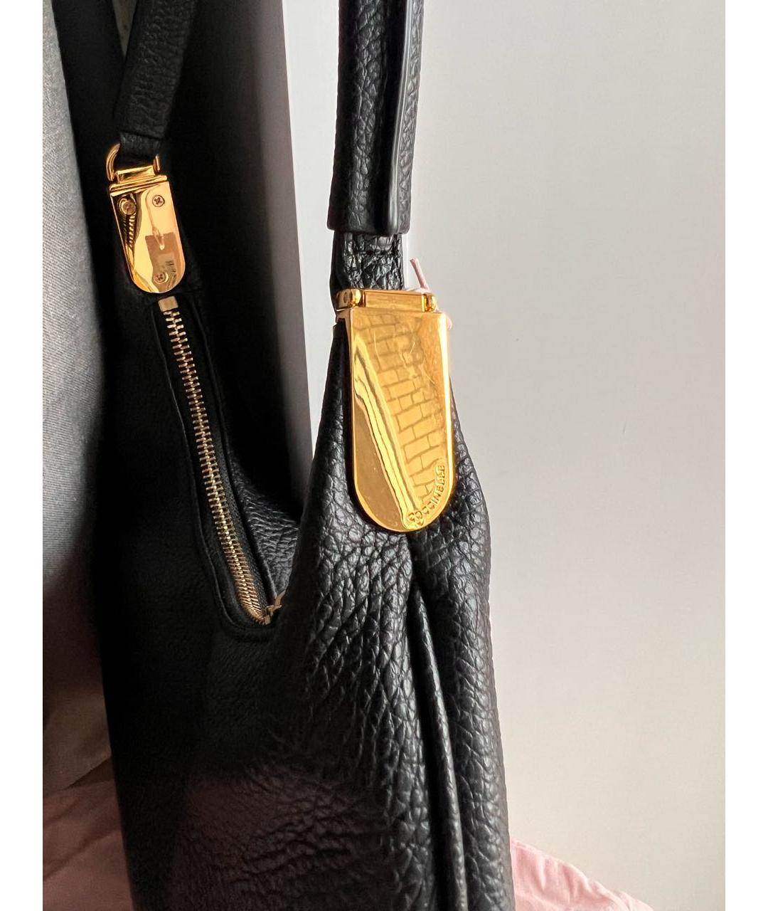 COCCINELLE Черная кожаная сумка с короткими ручками, фото 4