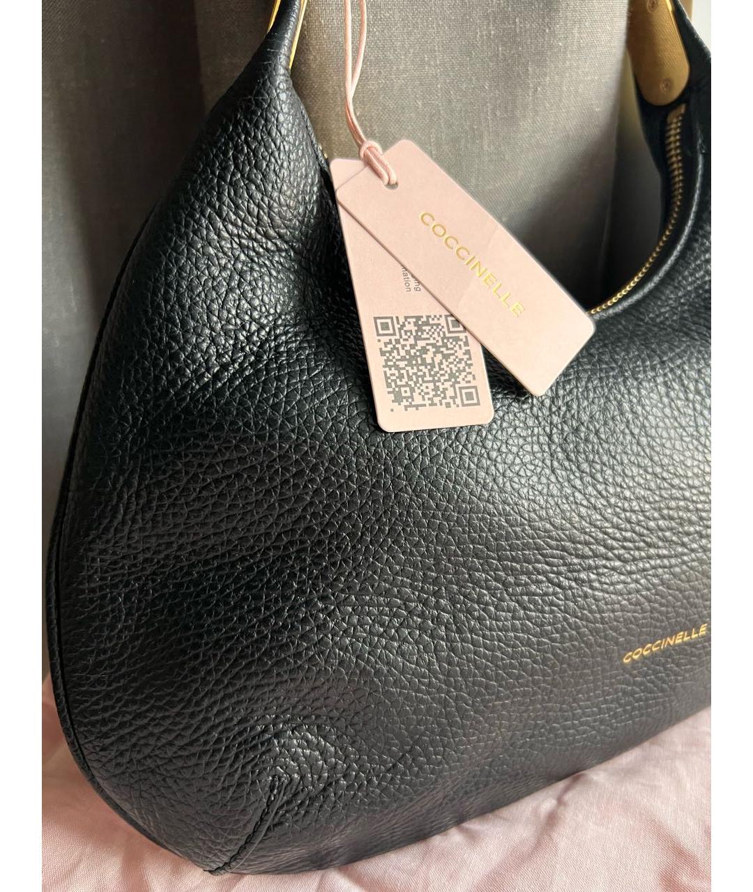 COCCINELLE Черная кожаная сумка с короткими ручками, фото 2