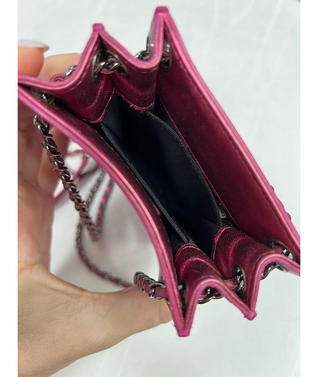 CHANEL Фуксия сумка через плечо из лакированной кожи, фото 5