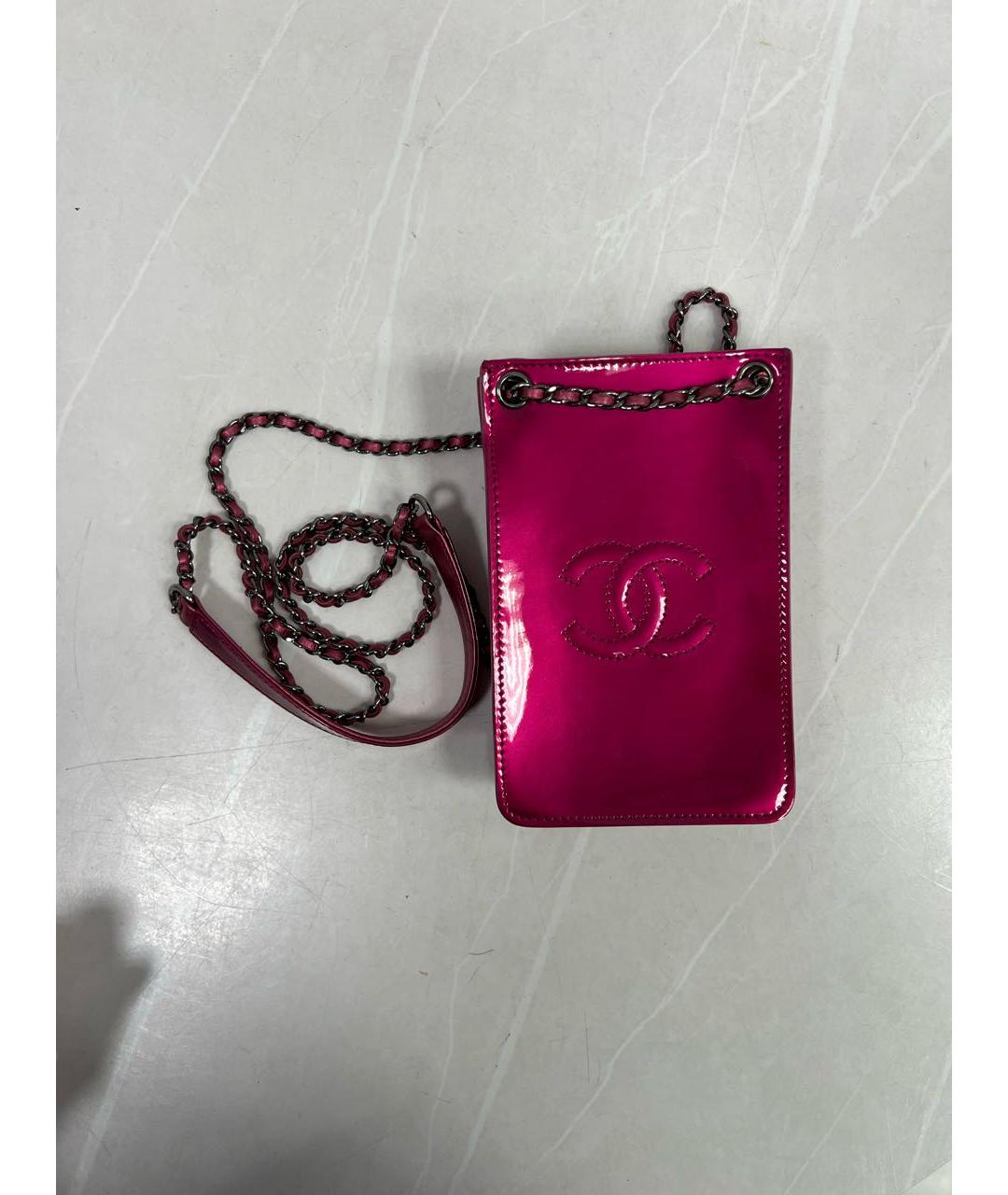 CHANEL Фуксия сумка через плечо из лакированной кожи, фото 7