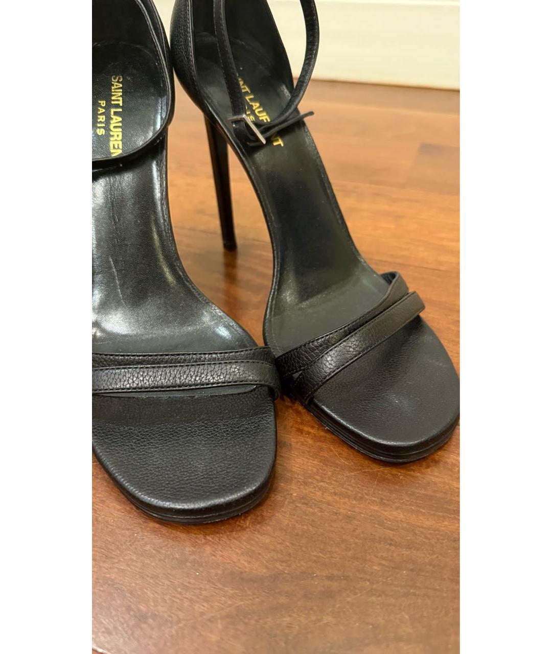 SAINT LAURENT Черные кожаные босоножки, фото 5