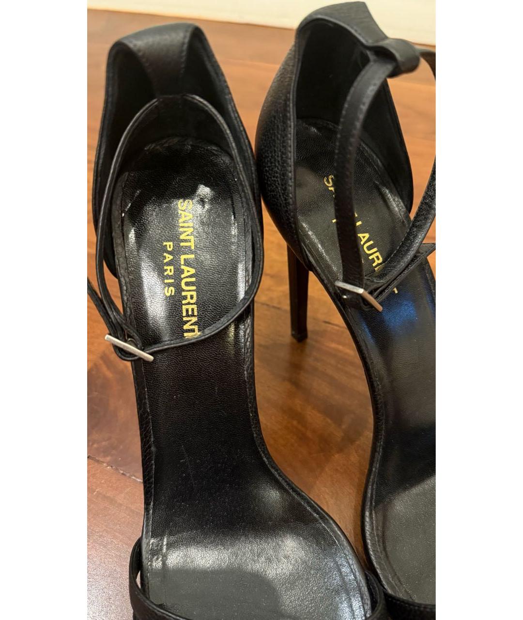 SAINT LAURENT Черные кожаные босоножки, фото 3