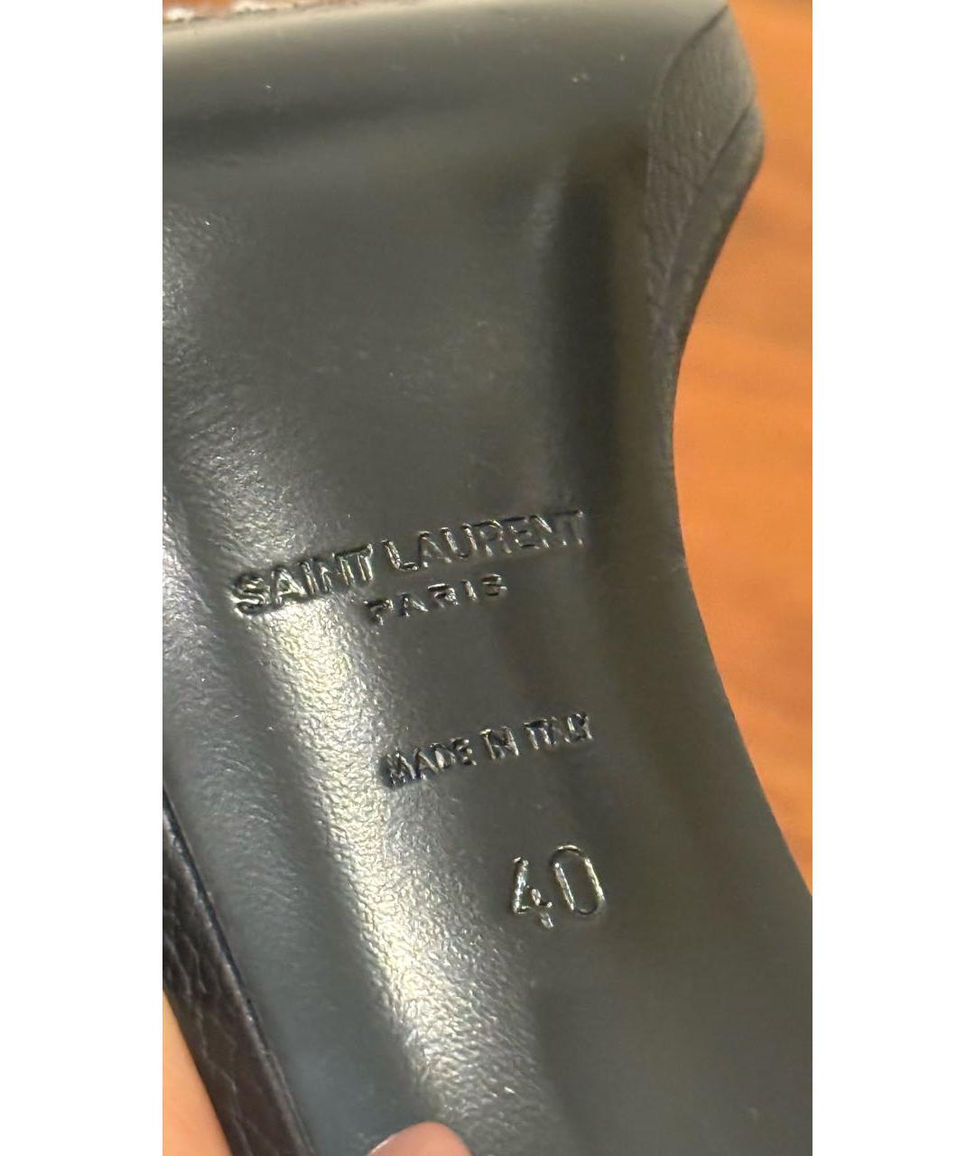 SAINT LAURENT Черные кожаные босоножки, фото 7