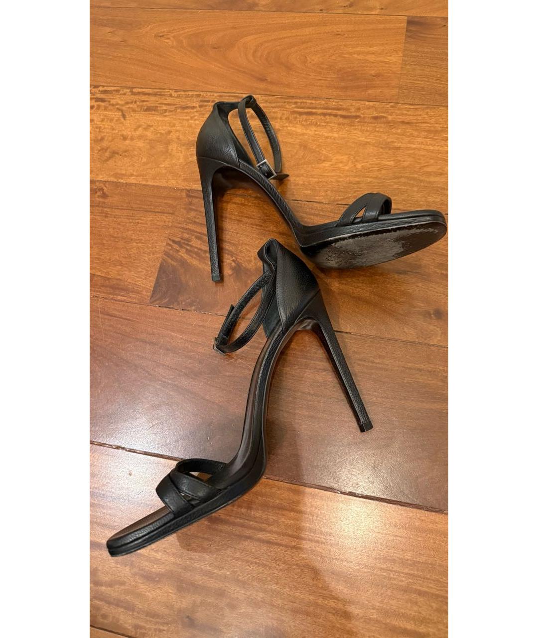 SAINT LAURENT Черные кожаные босоножки, фото 8