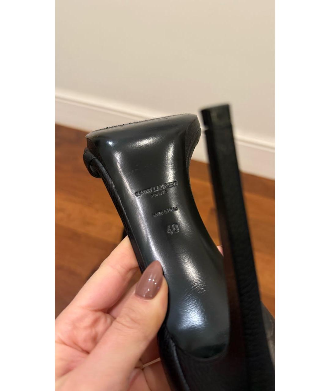 SAINT LAURENT Черные кожаные босоножки, фото 4