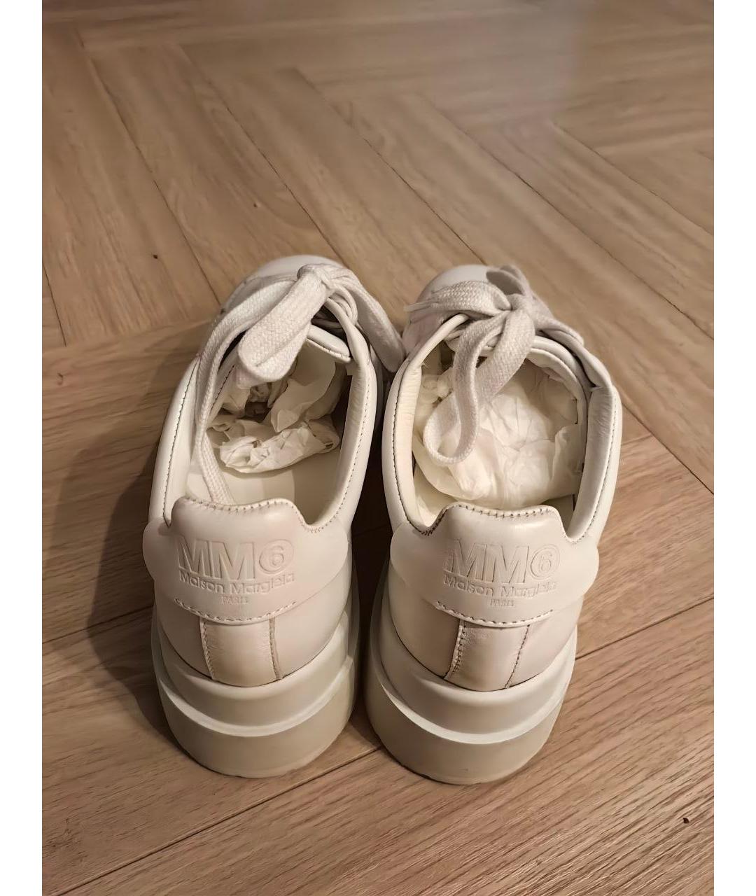 MM6 MAISON MARGIELA Белые кожаные ботинки, фото 4