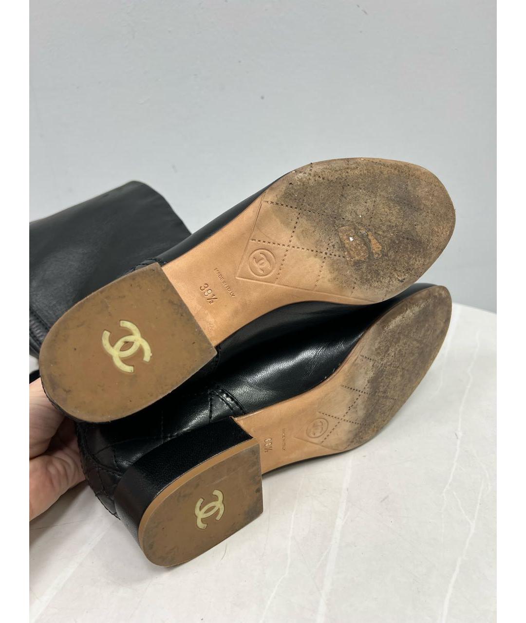 CHANEL Черные кожаные сапоги, фото 5