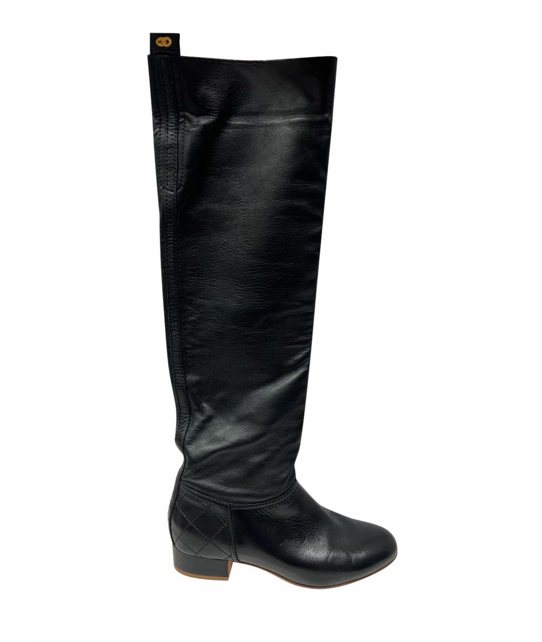 CHANEL Черные кожаные сапоги, фото 1