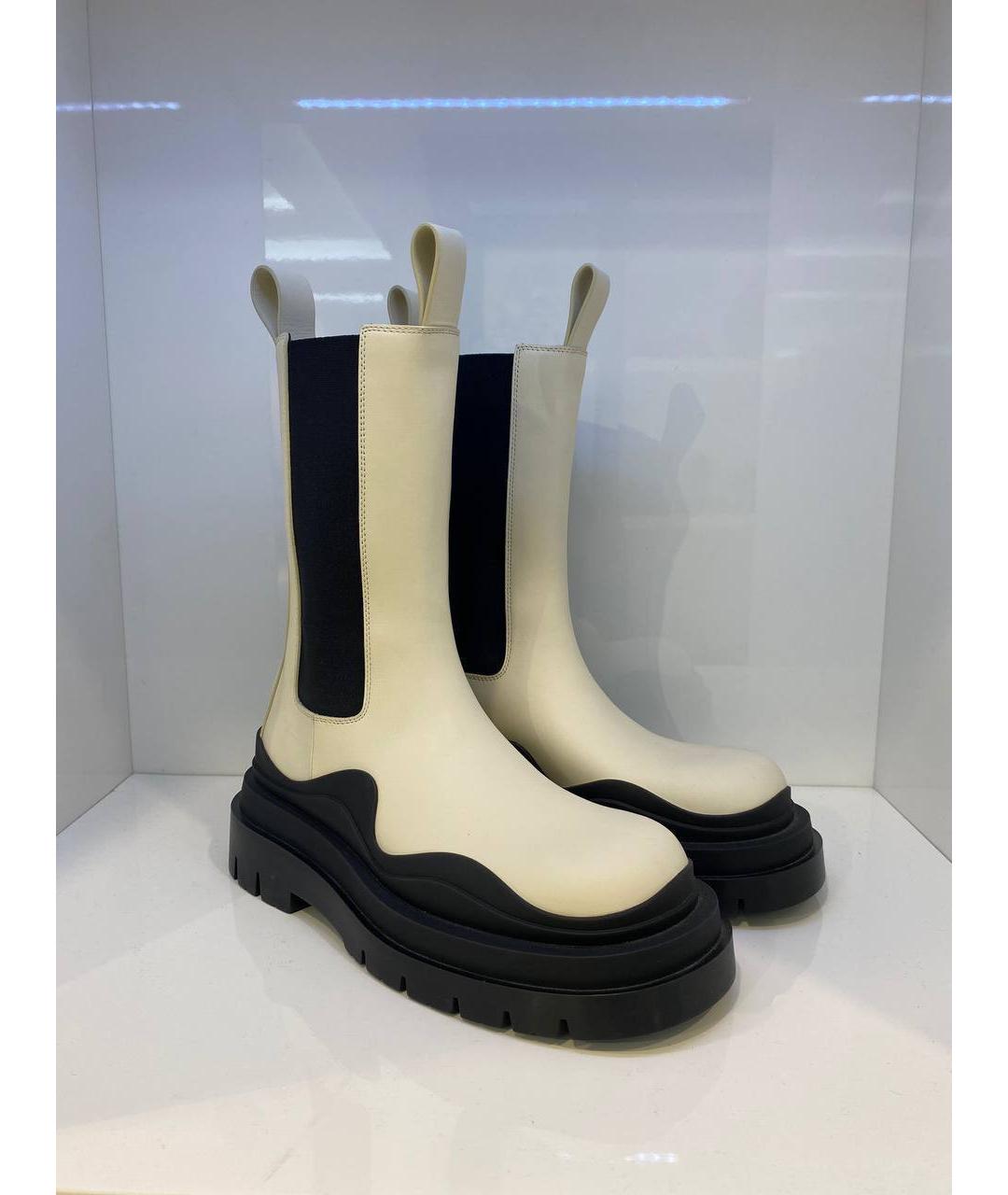 BOTTEGA VENETA Белые кожаные ботинки, фото 2