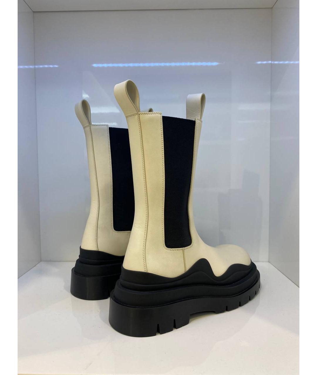 BOTTEGA VENETA Белые кожаные ботинки, фото 4