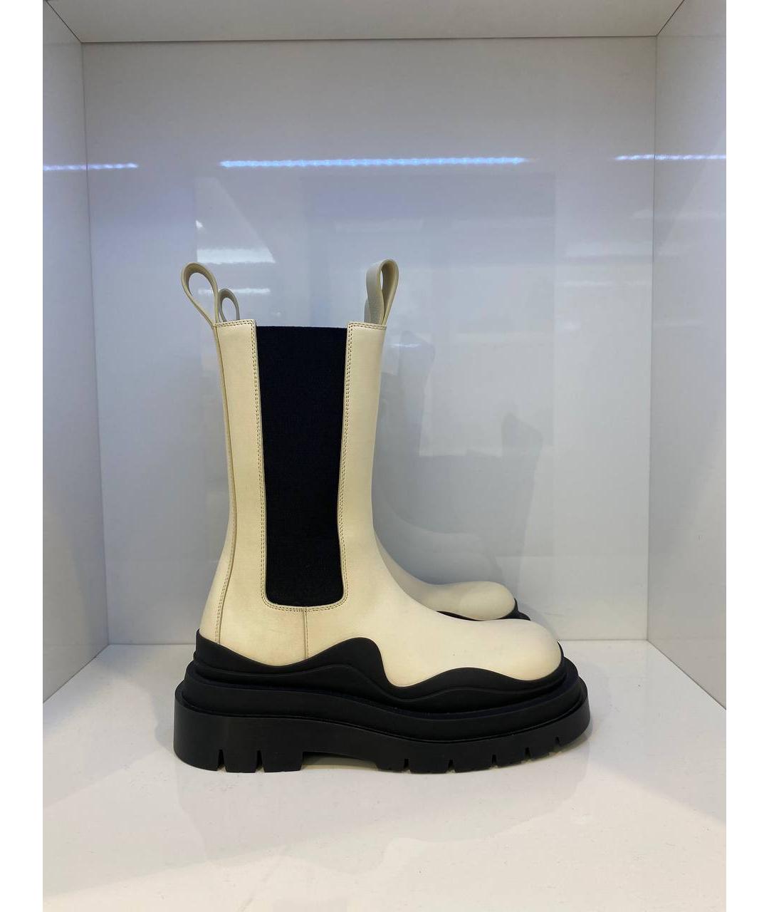 BOTTEGA VENETA Белые кожаные ботинки, фото 3