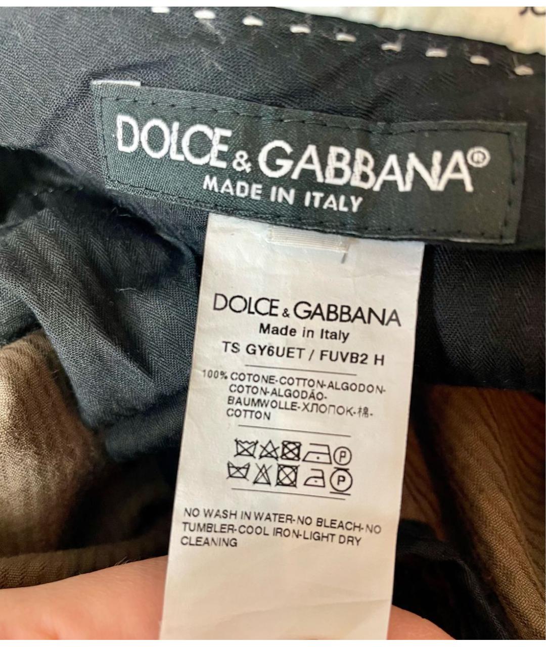 DOLCE&GABBANA Коричневые хлопковые повседневные брюки, фото 6