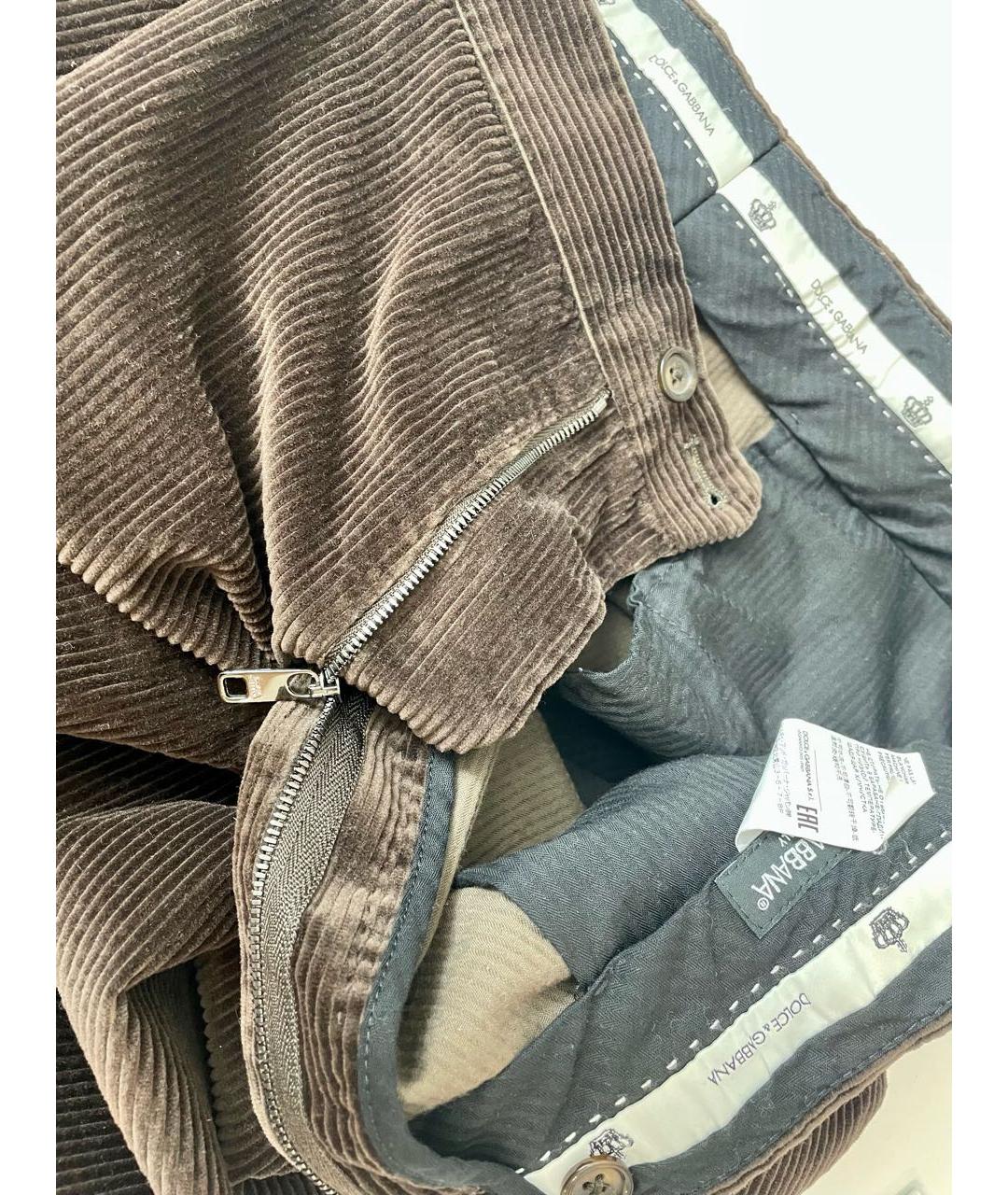 DOLCE&GABBANA Коричневые хлопковые повседневные брюки, фото 3