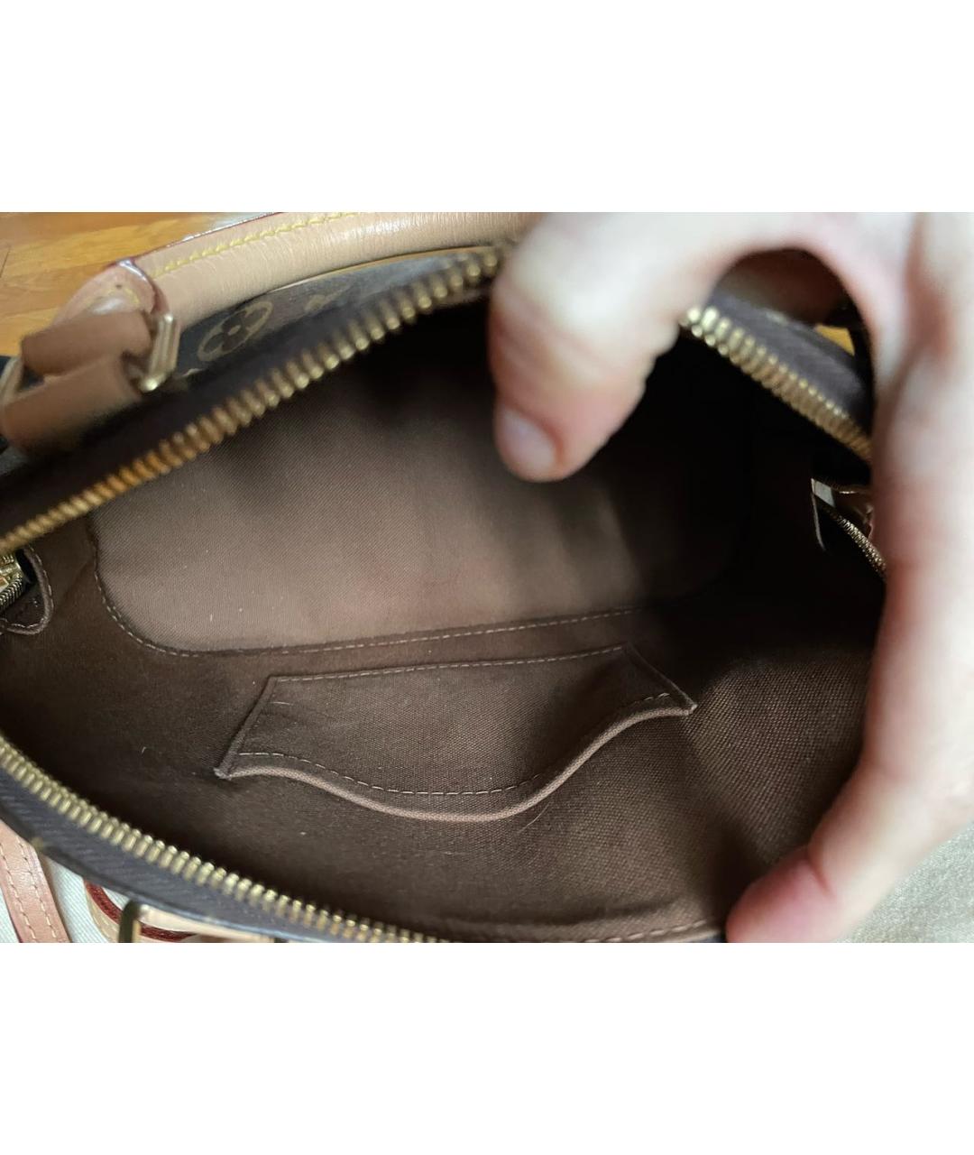 LOUIS VUITTON Коричневая кожаная сумка с короткими ручками, фото 4