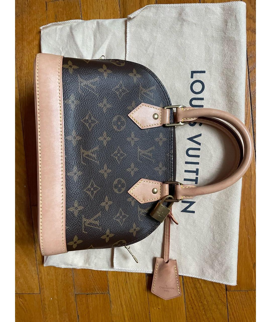 LOUIS VUITTON Коричневая кожаная сумка с короткими ручками, фото 3