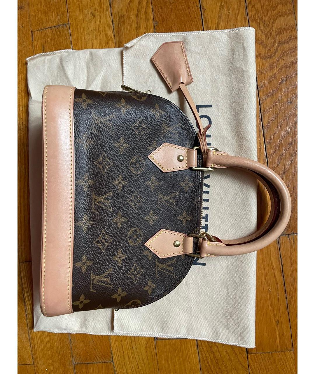 LOUIS VUITTON Коричневая кожаная сумка с короткими ручками, фото 9