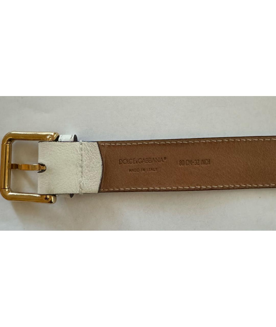 DOLCE&GABBANA Белый кожаный ремень, фото 2