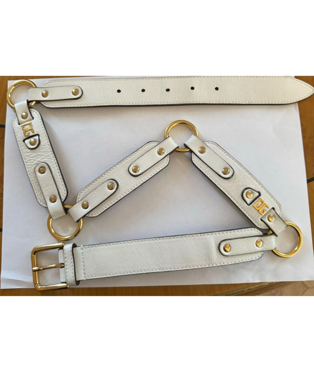 DOLCE&GABBANA Белый кожаный ремень, фото 3