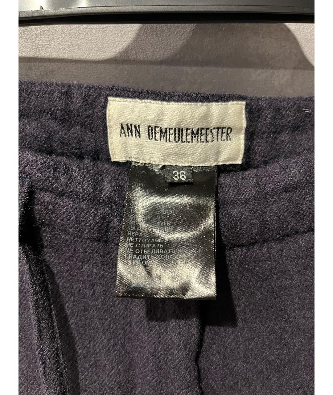ANN DEMEULEMEESTER Темно-синие шерстяные прямые брюки, фото 2