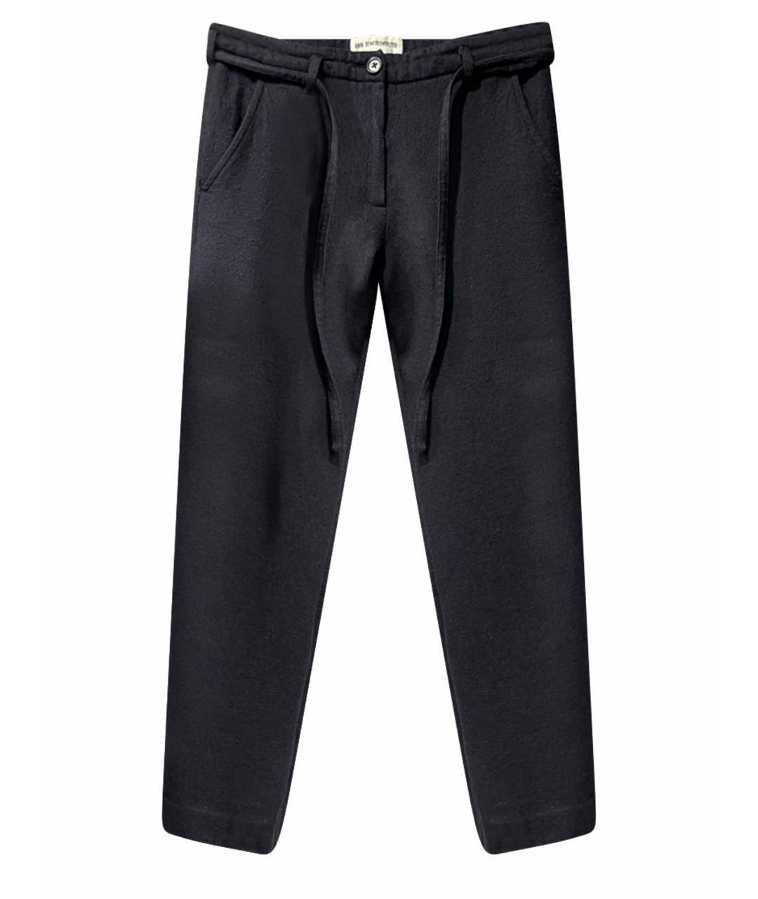 ANN DEMEULEMEESTER Темно-синие шерстяные прямые брюки, фото 1