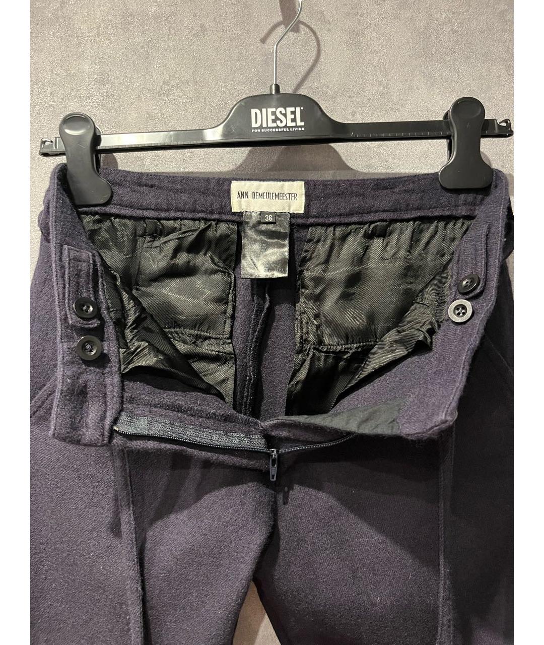 ANN DEMEULEMEESTER Темно-синие шерстяные прямые брюки, фото 5