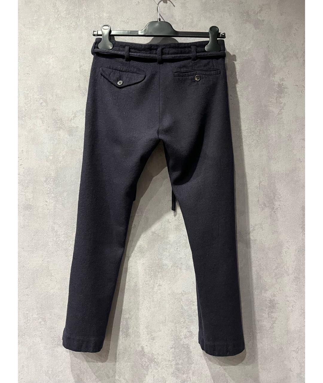 ANN DEMEULEMEESTER Темно-синие шерстяные прямые брюки, фото 3