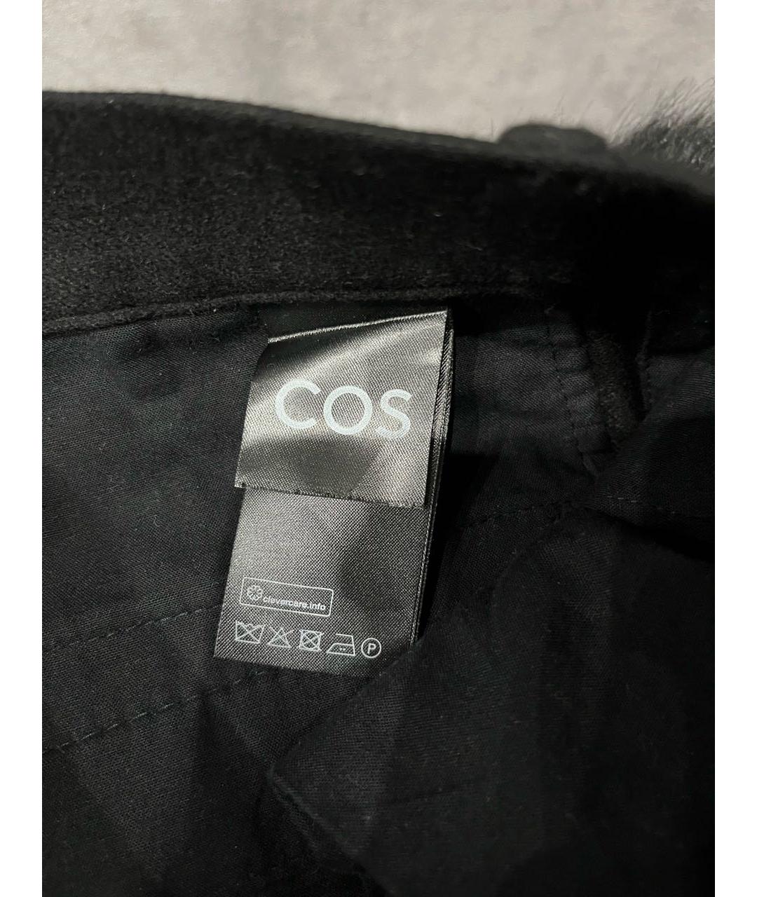 COS Черные шерстяные прямые брюки, фото 4