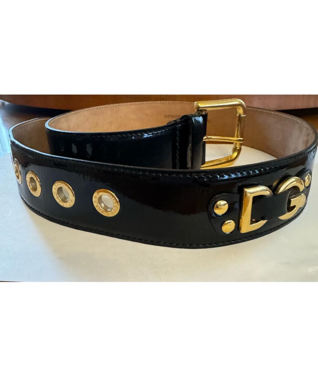 DOLCE&GABBANA Черный ремень из лакированной кожи, фото 5