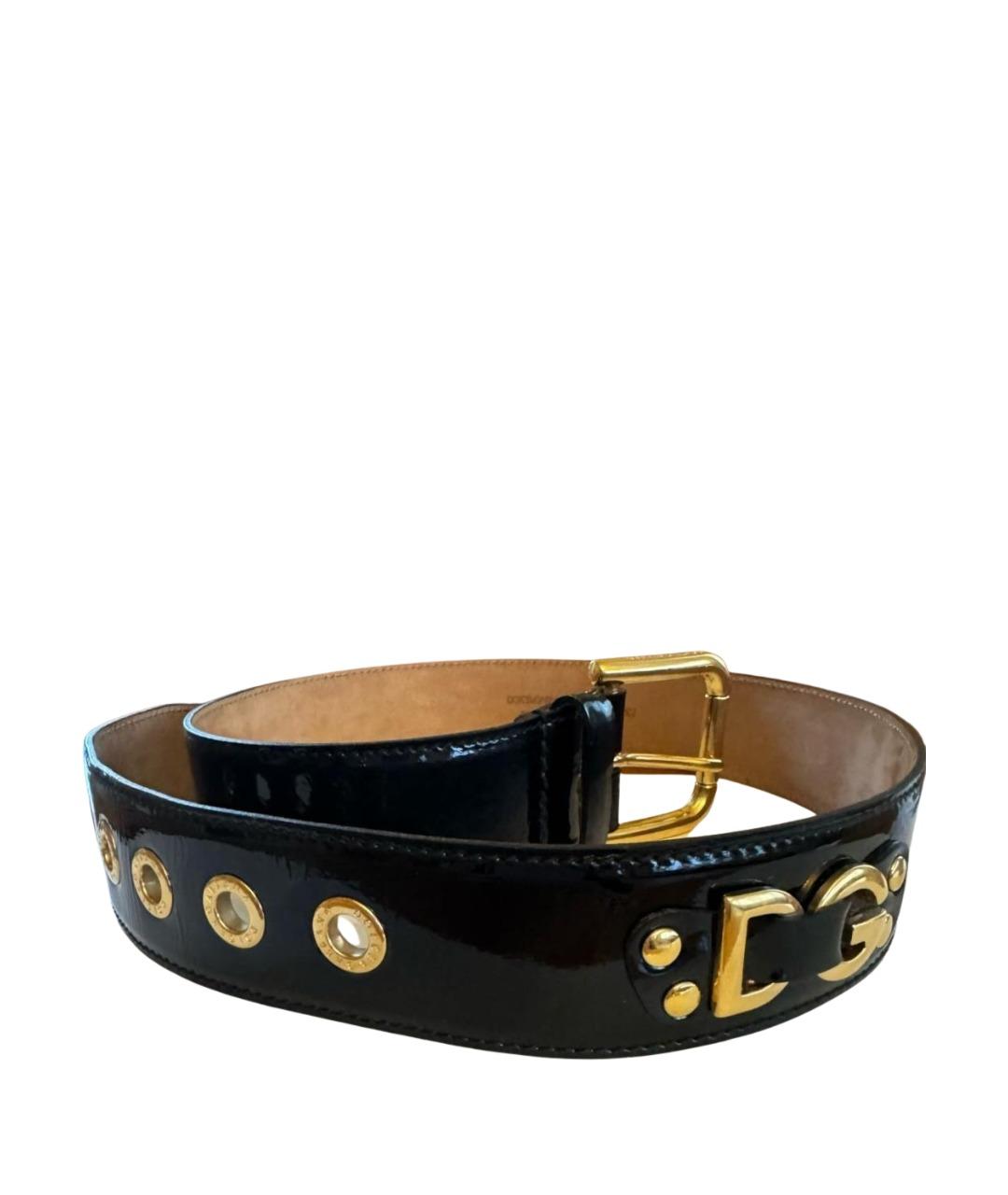 DOLCE&GABBANA Черный ремень из лакированной кожи, фото 1