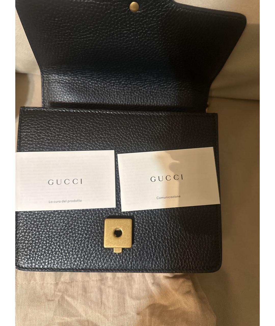 GUCCI Черная кожаная сумка через плечо, фото 6