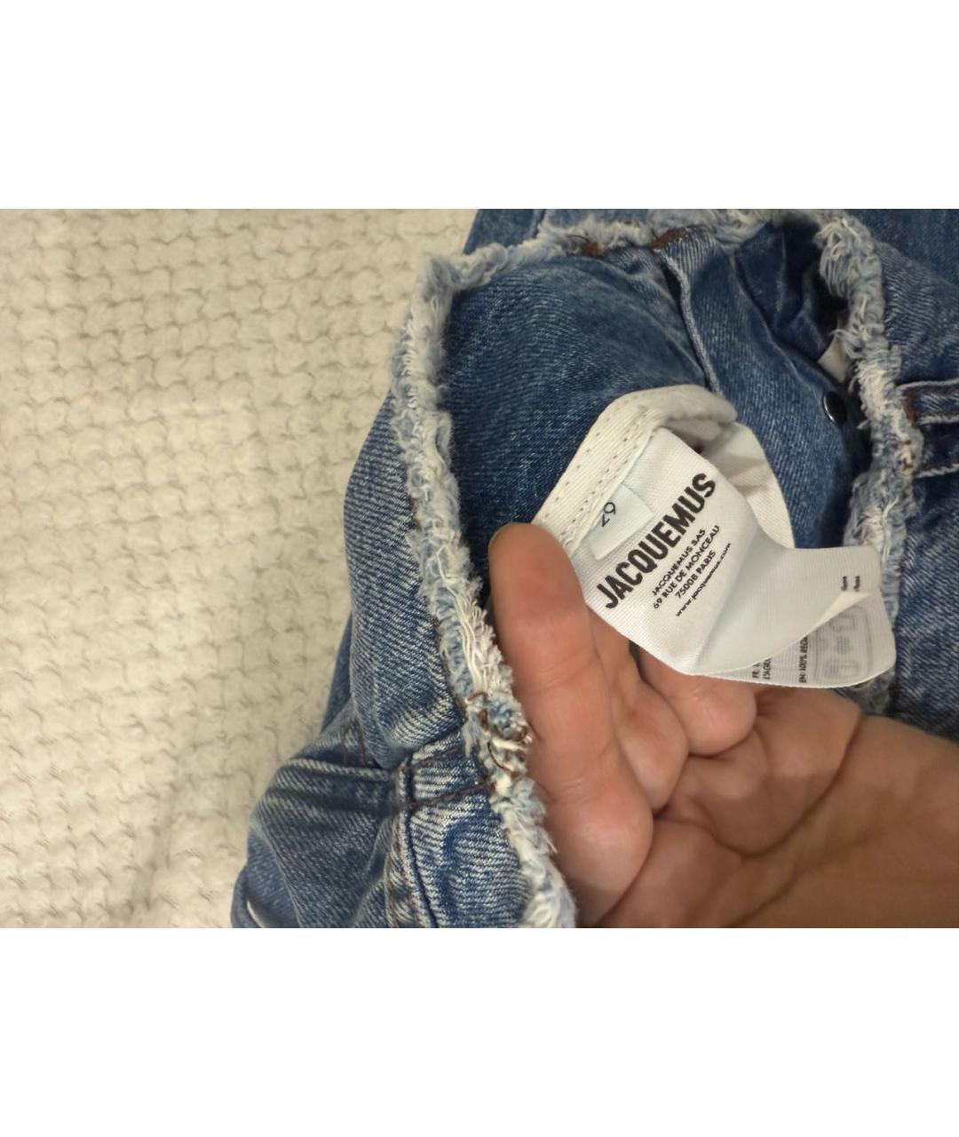 JACQUEMUS Голубые хлопковые прямые джинсы, фото 4