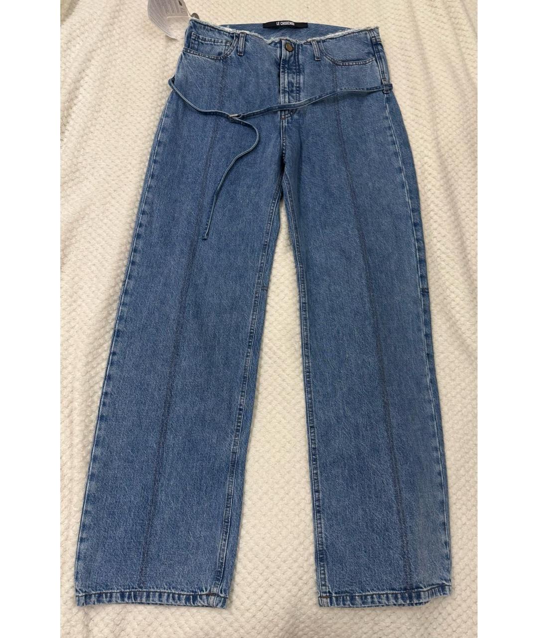 JACQUEMUS Голубые хлопковые прямые джинсы, фото 2