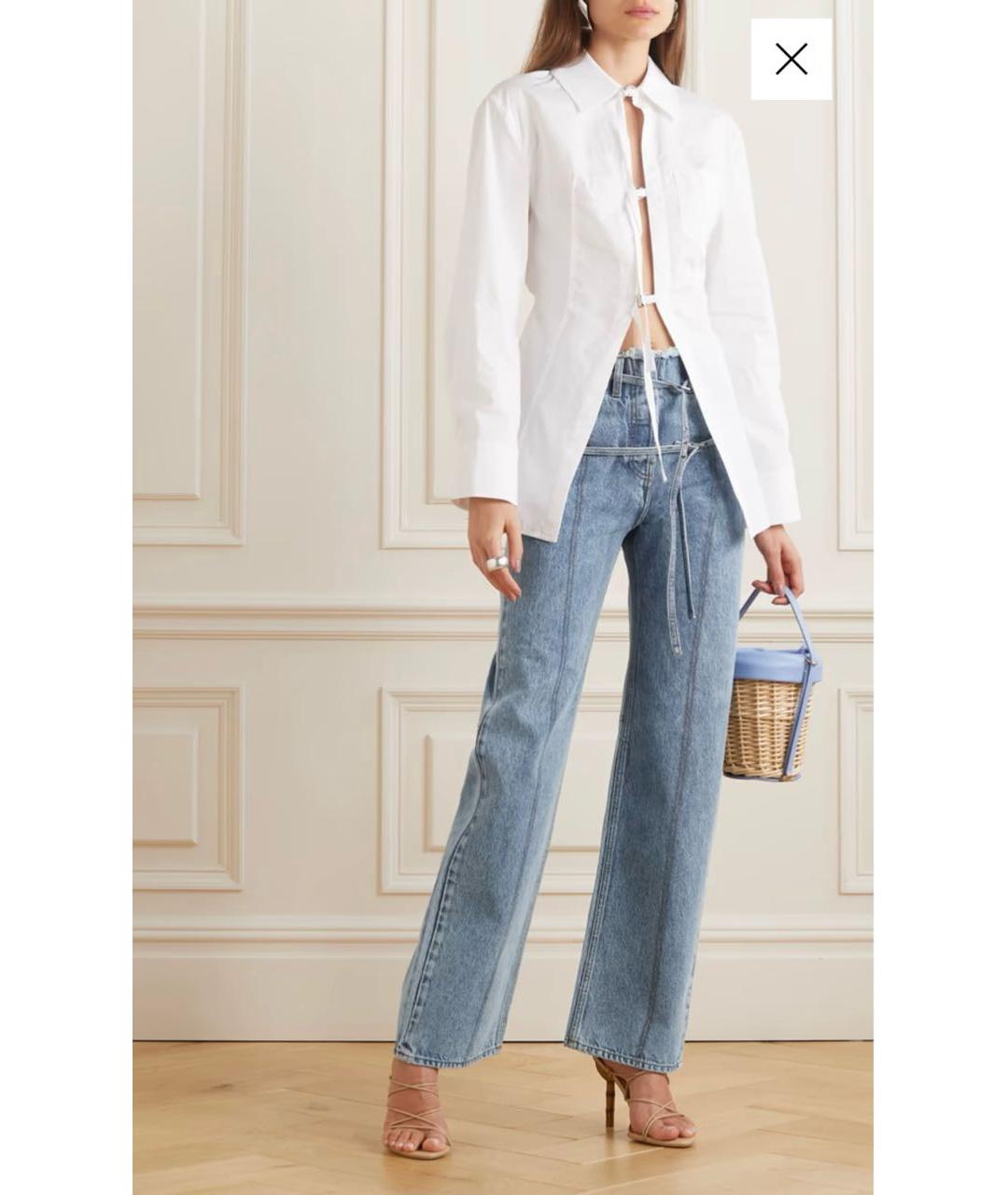 JACQUEMUS Голубые хлопковые прямые джинсы, фото 7