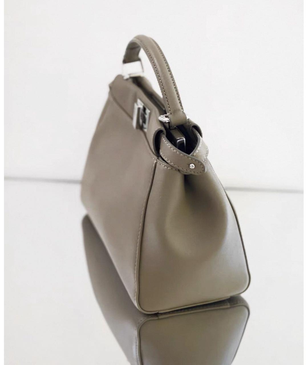 FENDI Хаки кожаная сумка через плечо, фото 3