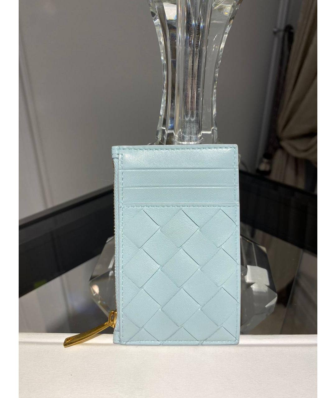 BOTTEGA VENETA Голубой кожаный кардхолдер, фото 2