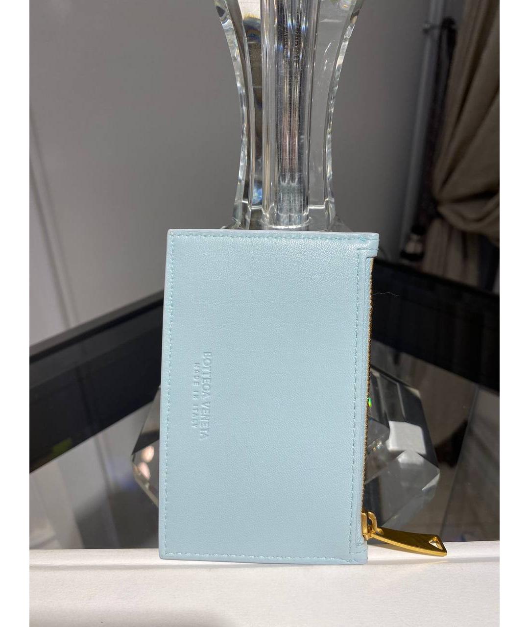 BOTTEGA VENETA Голубой кожаный кардхолдер, фото 3