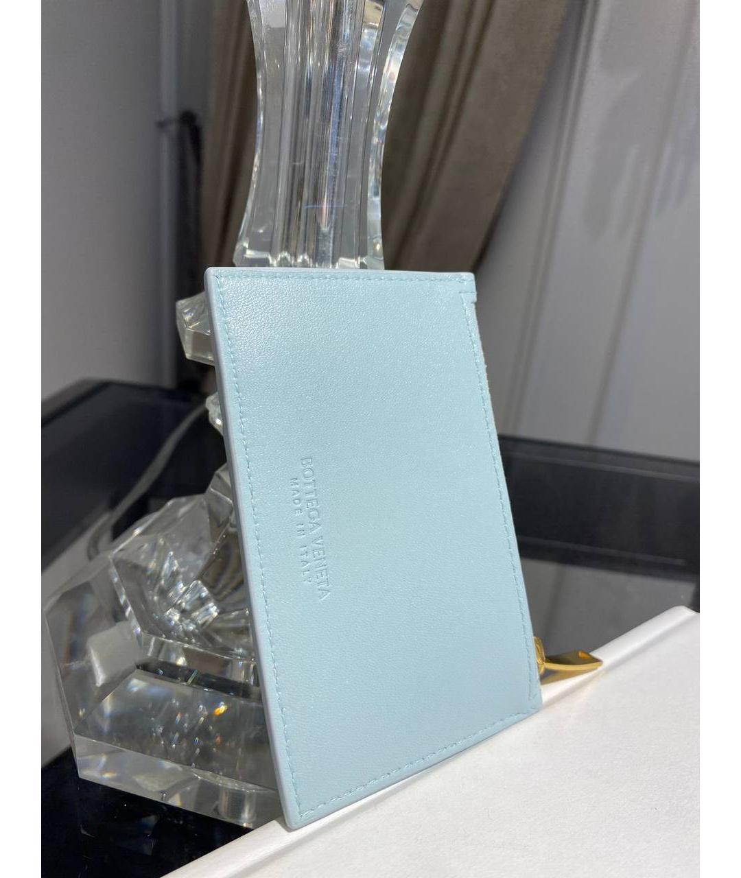 BOTTEGA VENETA Голубой кожаный кардхолдер, фото 4